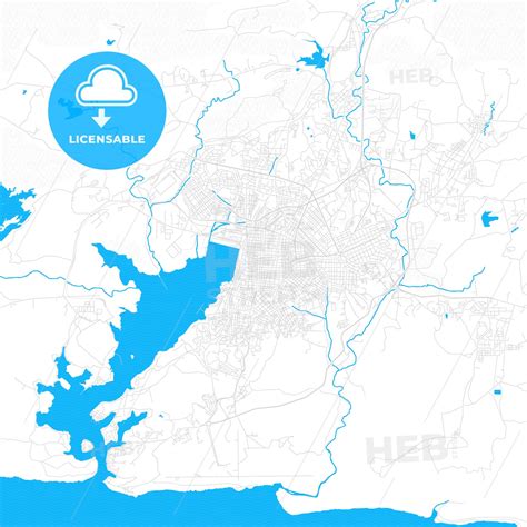 Santiago de Cuba, Cuba PDF vector map with water in focus - HEBSTREITS