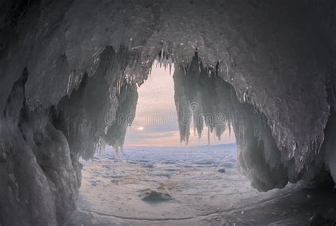 Ice Caves of the Winter Lake Baikal Stock Image - Image of light, cold ...