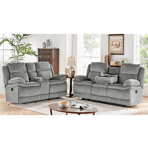 Rent to Own H317 2-Piece Smokey Reclining Sofa & Reclining Console ...