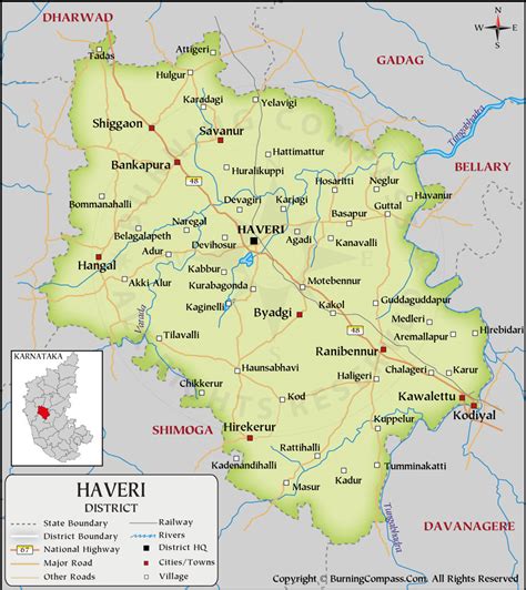 Haveri District Map, Karnataka, India