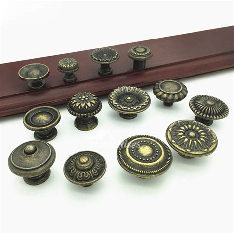 Kitchen Cabinet Knobs Carved Vintage Antique Brass Zinc Alloy