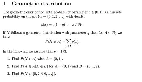 Solved The geometric distribution with probability parameter | Chegg.com