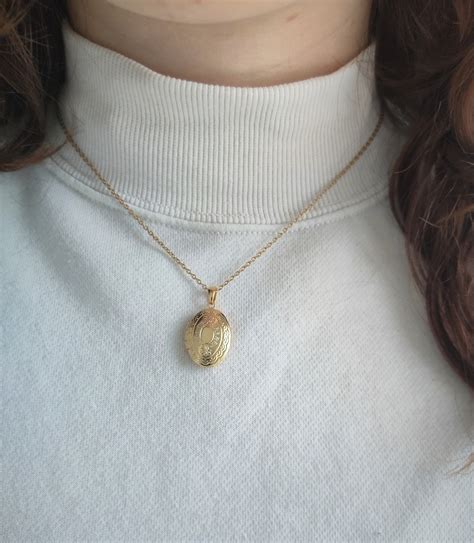 18k Gold Locket, Vintage Jewelry Pendant, Antique Locket, Medaillon ...