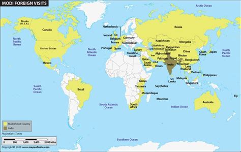 Modi Foreign Visits Map | Foreign, Visiting, Map