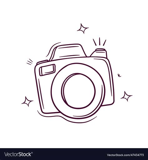 Hand drawn dslr camera doodle sketch Royalty Free Vector