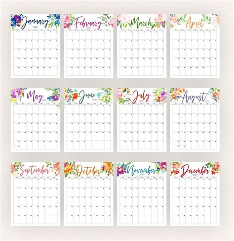 The Best Printable Calendar 2022 Floral Ideas – Week of The Year ...