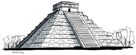 sketch of the pyramid Chichen Itza in Yucatan, Mexico (5) | Images ...