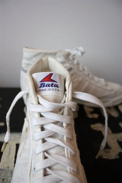 Vintage 1980s Bata White Canvas Hi Top Sneakers Shoes Size 6.5 M ...