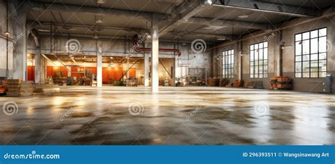 Interior of a Warehouse with a Lot of Work on the Factory Floor Stock ...