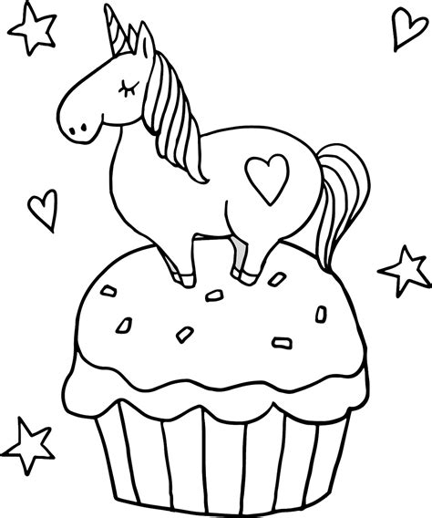 Little Unicorn On Cupcake Coloring Page - Free Printable Coloring Pages ...