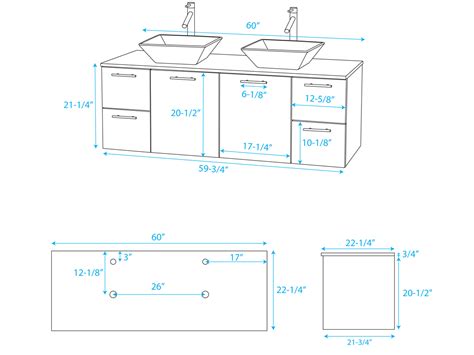 60" Amare Double Vessel Sink Vanity - Grey Oak - Bathgems.com