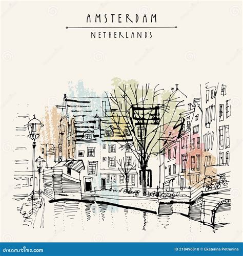 Amsterdam Canal Drawing Stock Illustrations – 224 Amsterdam Canal ...