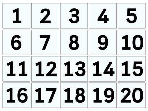 Free Printable Large Numbers 1-20