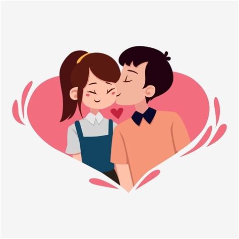 Couple Character PNG Picture, Cartoon Couple Characters Love Kiss ...