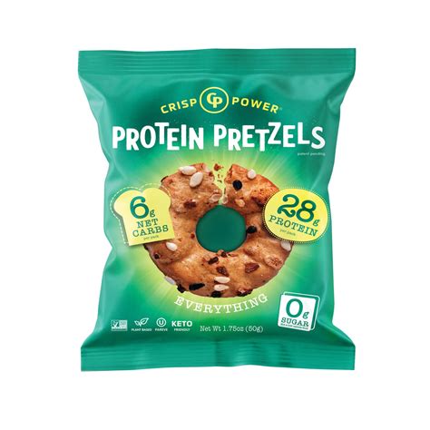 Crisp Power High Protein STF9 Pretzel Crisps - 6 Pack Snack. No Sugar ...