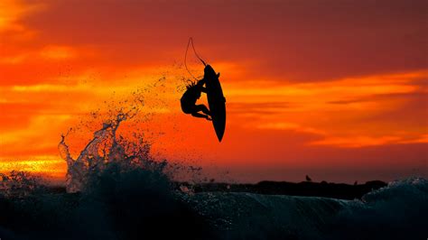 Sunset Surfing HD Wallpaper