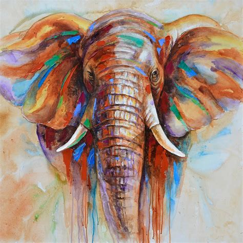 Hohe Qualität Wildlife Colorful Elephant Bild Print Leinwand Drucke ...