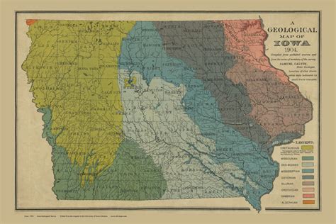 Iowa 1904 Iowa Geological Survey - Old State Map Reprint - OLD MAPS