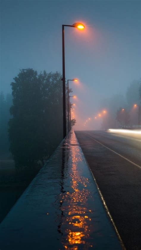 Street Lights Sidewalk Rain iPhone 5 Wallpaper | Landscape photography ...