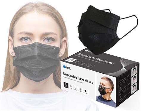 Black Disposable Face Masks - 50 Masks - FDA Registered – Reli.