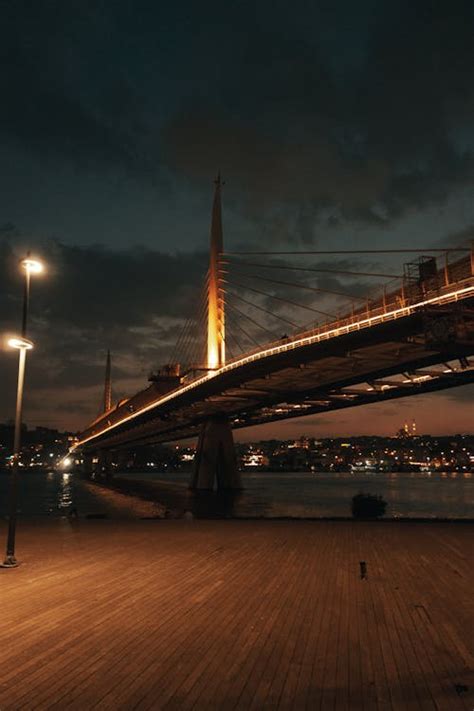 Bridge in Lights against Night Sky · Free Stock Photo