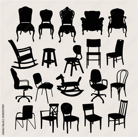 Chair Set Design in Silhouette, art vector design Stock Vector | Adobe ...