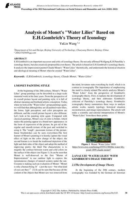 (PDF) Analysis of Monet’s “Water Lilies” Based on E.H.Gombrich’s Theory ...