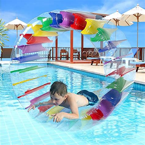 Kids Colorful Inflatable Water Wheel Roller Float 36inch Giant Roll ...