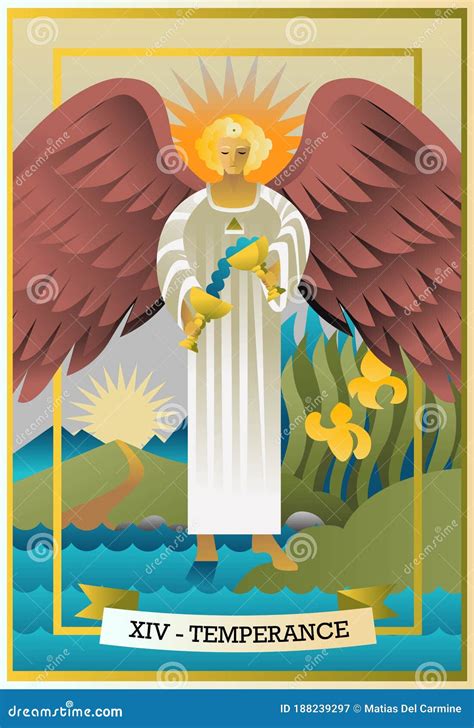 Temperance Angel with Cups Tarot Card Stock Vector - Illustration of ...