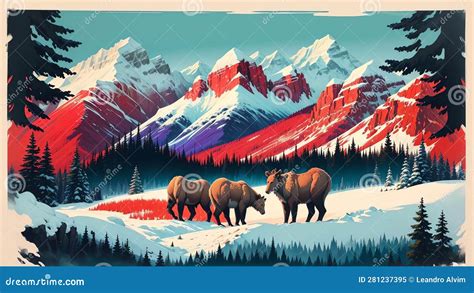 Celebrating Canadian Rockies Wildlife on Canada Day.AI Generated Stock ...