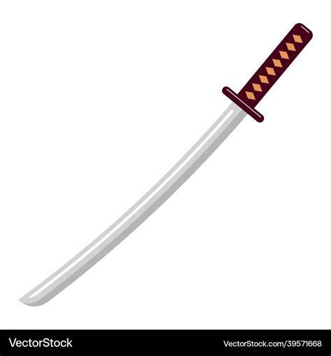 Cartoon katana ninja weapon with handle Royalty Free Vector