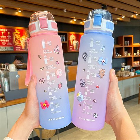 DETAILS - Style: Gradient water bottle with straw - Size: 8.3*28cm ...