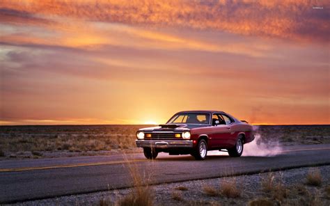 Plymouth Duster on the road at sunset wallpaper - Car wallpapers - #52240