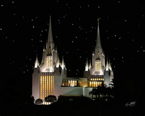 "San Diego Temple Starry Night 20x24" by Ken Fortie | Redbubble