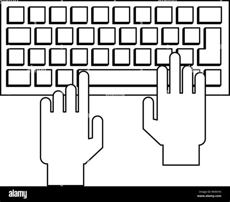 hands using computer keyboard black and white Stock Vector Image & Art ...