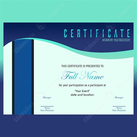 Blue Certificate Sign Design Elegant Word Template And Google Docs For ...