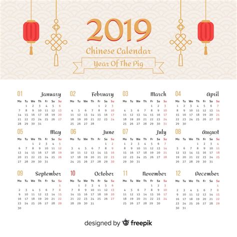 Free Vector | Chinese new year calendar