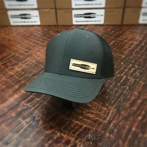 Leather Patch Hat - Charcoal/Black Adjustable - Bowhunter Box Club