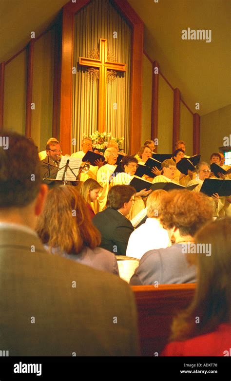 Choir singing hymns during church service. Presbyterian Church of ...