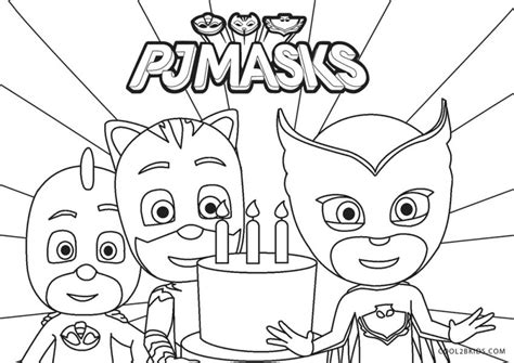 Get This PJ Masks Coloring Pages Black and White Happy Birthday