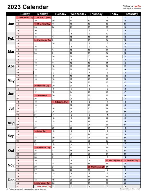 2023 Calendar - Free Printable Word Templates - Calendarpedia