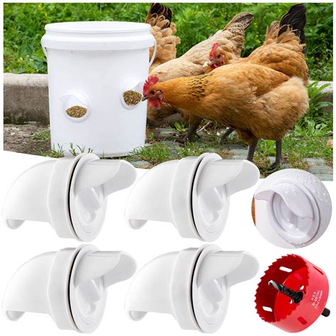 Buy Chicken Feeder, 4 Ports DIY Poultry Feeder, No Waste Poultry Feeder ...