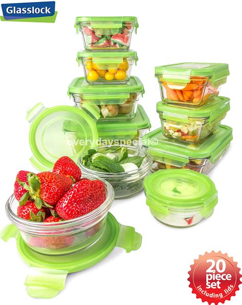 Snapware 20 piece Tempered Glasslock Storage Containers with Snaplock ...