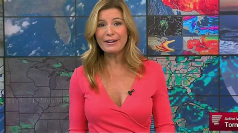 Jen Carfagno - The Weather Channel - 102721 Low Cut Coral Dress ...