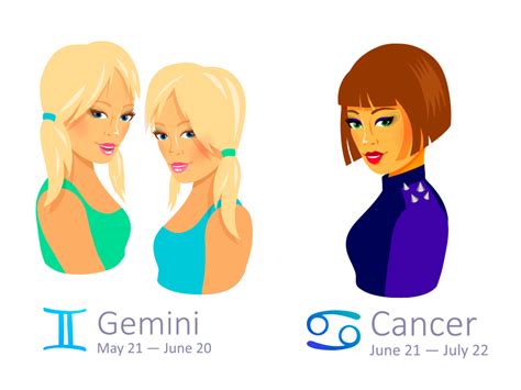 Set of Zodiac Signs: Gemini and Cancer by Nina Susikova on Dribbble