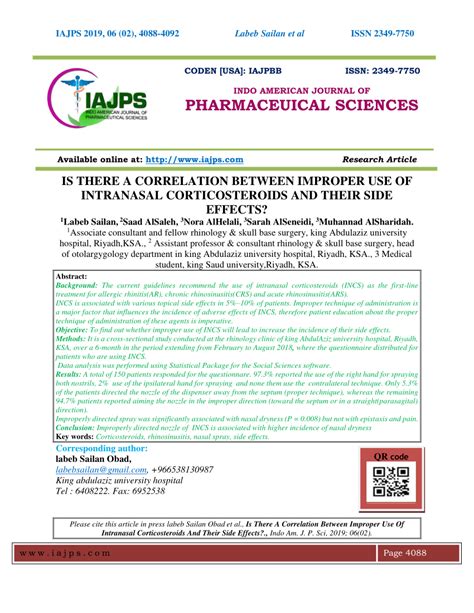 (PDF) IS THERE A CORRELATION BETWEEN IMPROPER USE OF INTRANASAL ...