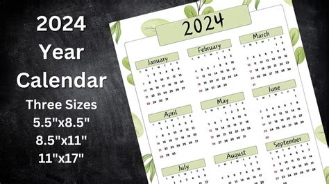 2024 Year Calendar 2024 Year Calendar Printable 2024 Botanical Calendar ...