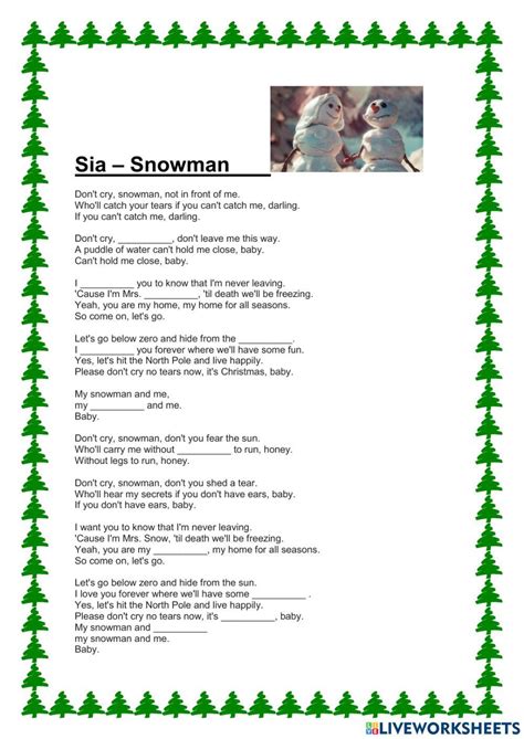 Sia Snowman Worksheet Live Worksheets, 46% OFF