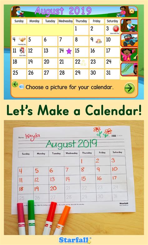 Let's Make A Calendar Starfall - Printable Word Searches