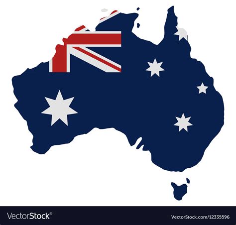 Map australia with flag Royalty Free Vector Image